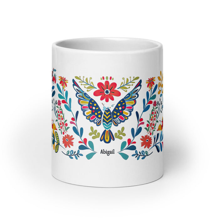 Abigail Exclusive Name Art Piece Home Office Work Coffee Mug Mexican Spanish Pride Gift Cup One - Of - A - Kind Calligraphy White Glossy Mug | A16 - Mexicada