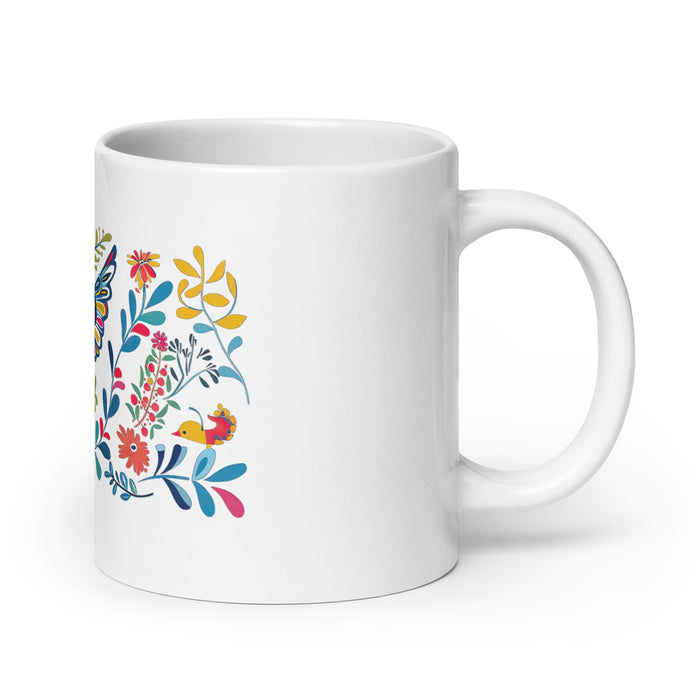 Abigail Exclusive Name Art Piece Home Office Work Coffee Mug Mexican Spanish Pride Gift Cup One - Of - A - Kind Calligraphy White Glossy Mug | A16 - Mexicada