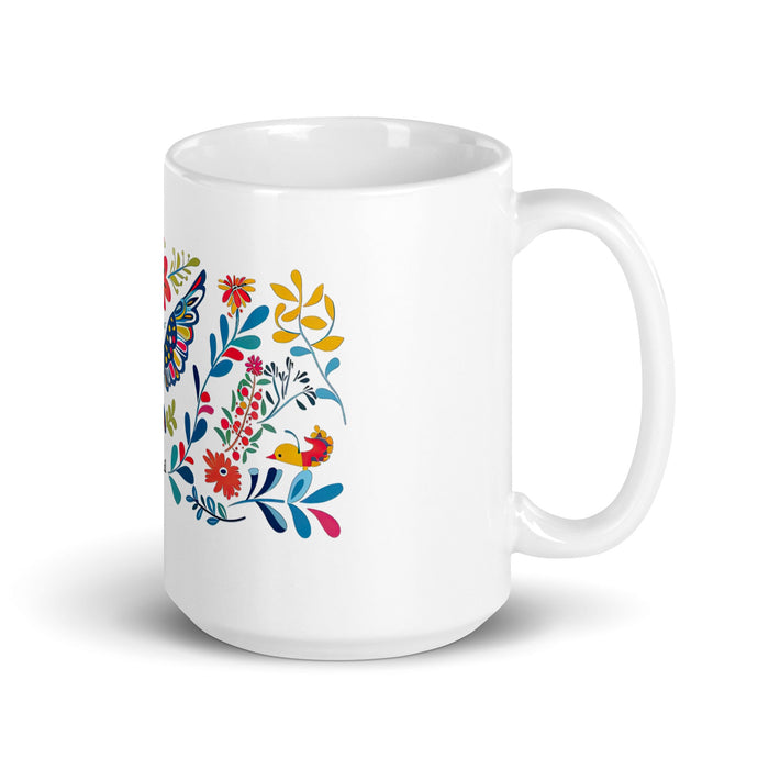 Abigail Exclusive Name Art Piece Home Office Work Coffee Mug Mexican Spanish Pride Gift Cup One - Of - A - Kind Calligraphy White Glossy Mug | A16 - Mexicada