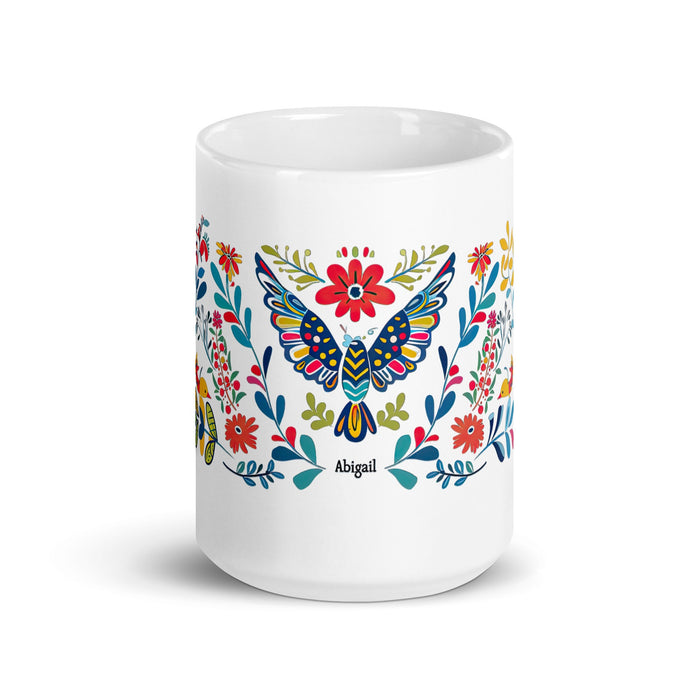 Abigail Exclusive Name Art Piece Home Office Work Coffee Mug Mexican Spanish Pride Gift Cup One - Of - A - Kind Calligraphy White Glossy Mug | A16 - Mexicada