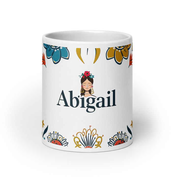 Abigail Exclusive Name Art Piece Home Office Work Coffee Mug Mexican Spanish Pride Gift Cup One - Of - A - Kind Calligraphy White Glossy Mug | A17 - Mexicada