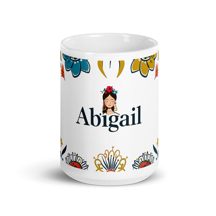 Abigail Exclusive Name Art Piece Home Office Work Coffee Mug Mexican Spanish Pride Gift Cup One - Of - A - Kind Calligraphy White Glossy Mug | A17 - Mexicada