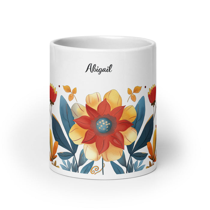 Abigail Exclusive Name Art Piece Home Office Work Coffee Mug Mexican Spanish Pride Gift Cup One - Of - A - Kind Calligraphy White Glossy Mug | A18 - Mexicada