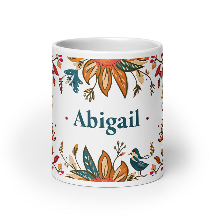 Abigail Exclusive Name Art Piece Home Office Work Coffee Mug Mexican Spanish Pride Gift Cup One - Of - A - Kind Calligraphy White Glossy Mug | A19 - Mexicada