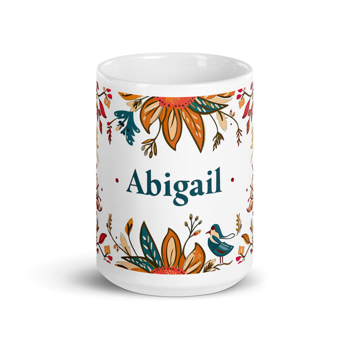 Abigail Exclusive Name Art Piece Home Office Work Coffee Mug Mexican Spanish Pride Gift Cup One - Of - A - Kind Calligraphy White Glossy Mug | A19 - Mexicada