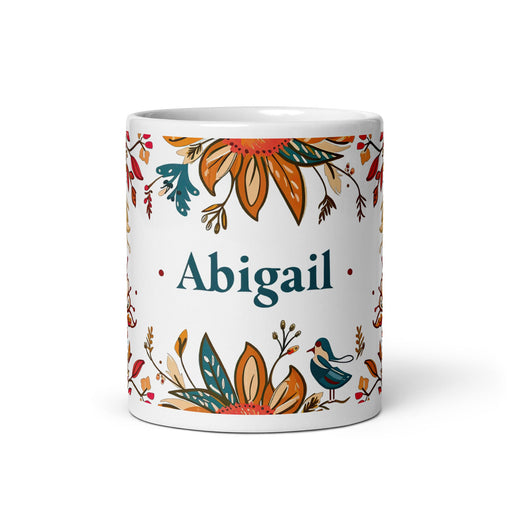 Abigail Exclusive Name Art Piece Home Office Work Coffee Mug Mexican Spanish Pride Gift Cup One - Of - A - Kind Calligraphy White Glossy Mug | A19 - Mexicada