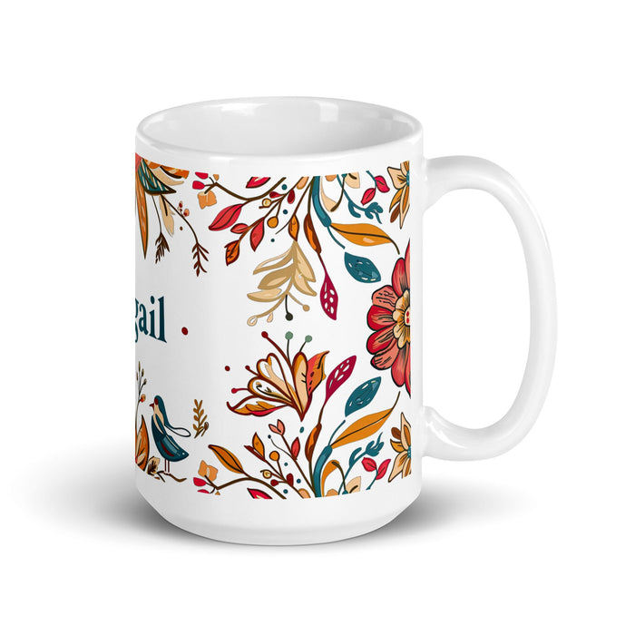 Abigail Exclusive Name Art Piece Home Office Work Coffee Mug Mexican Spanish Pride Gift Cup One - Of - A - Kind Calligraphy White Glossy Mug | A19 - Mexicada