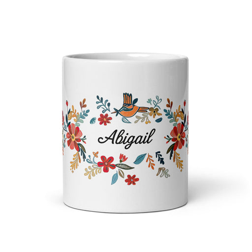 Abigail Exclusive Name Art Piece Home Office Work Coffee Mug Mexican Spanish Pride Gift Cup One-Of-A-Kind Calligraphy White Glossy Mug | A2 Mexicada