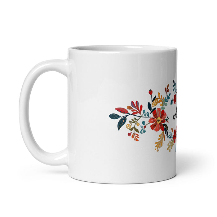 Abigail Exclusive Name Art Piece Home Office Work Coffee Mug Mexican Spanish Pride Gift Cup One-Of-A-Kind Calligraphy White Glossy Mug | A2 Mexicada