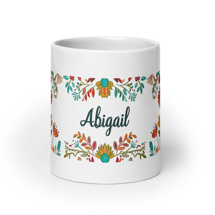 Abigail Exclusive Name Art Piece Home Office Work Coffee Mug Mexican Spanish Pride Gift Cup One - Of - A - Kind Calligraphy White Glossy Mug | A20 - Mexicada