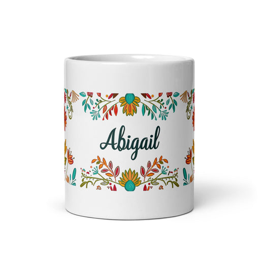 Abigail Exclusive Name Art Piece Home Office Work Coffee Mug Mexican Spanish Pride Gift Cup One - Of - A - Kind Calligraphy White Glossy Mug | A20 - Mexicada