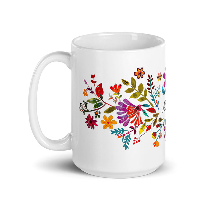 Abigail Exclusive Name Art Piece Home Office Work Coffee Mug Mexican Spanish Pride Gift Cup One - Of - A - Kind Calligraphy White Glossy Mug | A21 - Mexicada