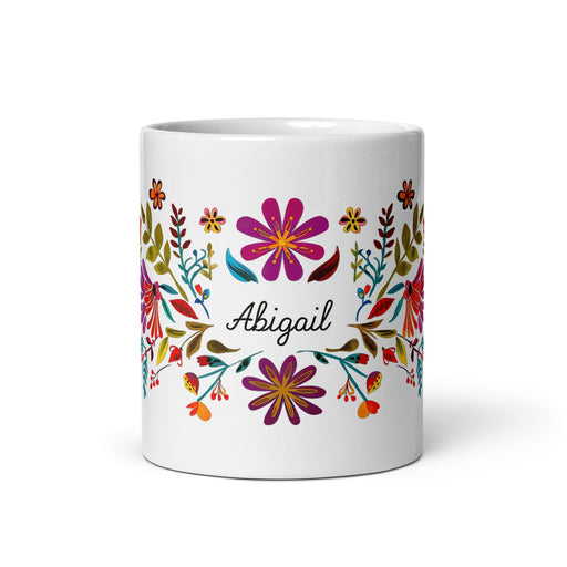 Abigail Exclusive Name Art Piece Home Office Work Coffee Mug Mexican Spanish Pride Gift Cup One-Of-A-Kind Calligraphy White Glossy Mug | A21 Mexicada