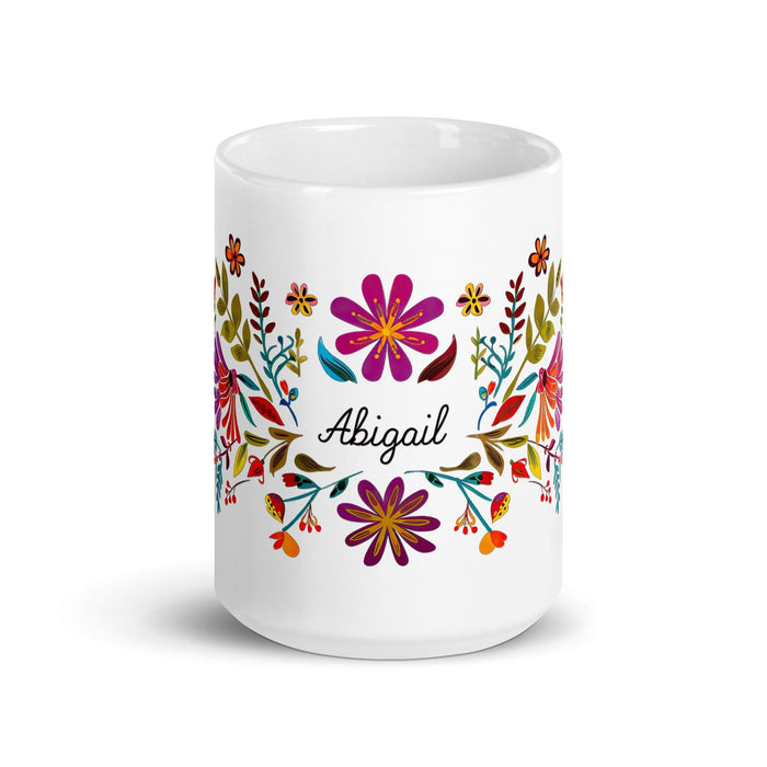 Abigail Exclusive Name Art Piece Home Office Work Coffee Mug Mexican Spanish Pride Gift Cup One-Of-A-Kind Calligraphy White Glossy Mug | A21 Mexicada