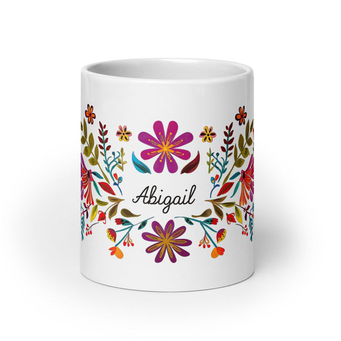 Abigail Exclusive Name Art Piece Home Office Work Coffee Mug Mexican Spanish Pride Gift Cup One-Of-A-Kind Calligraphy White Glossy Mug | A21 Mexicada