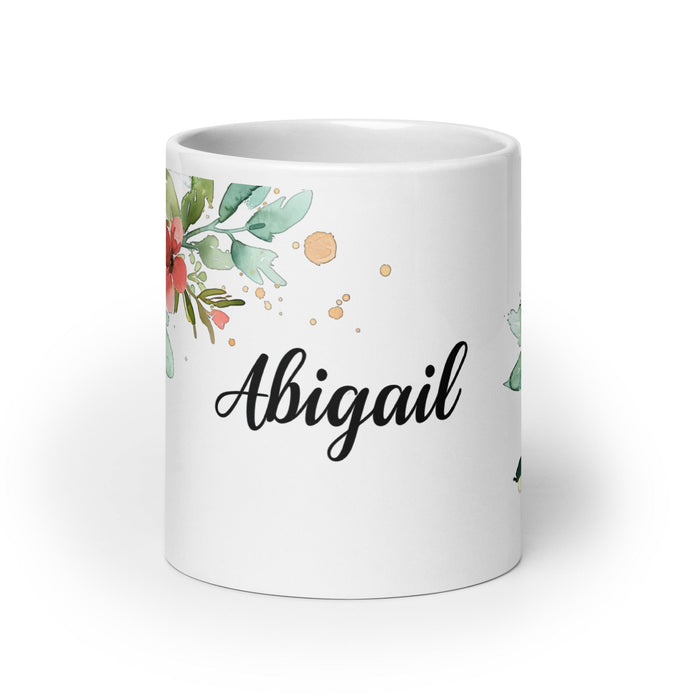 Abigail Exclusive Name Art Piece Home Office Work Coffee Mug Mexican Spanish Pride Gift Cup One - Of - A - Kind Calligraphy White Glossy Mug | A22 - Mexicada