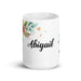 Abigail Exclusive Name Art Piece Home Office Work Coffee Mug Mexican Spanish Pride Gift Cup One - Of - A - Kind Calligraphy White Glossy Mug | A22 - Mexicada