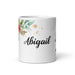 Abigail Exclusive Name Art Piece Home Office Work Coffee Mug Mexican Spanish Pride Gift Cup One-Of-A-Kind Calligraphy White Glossy Mug | A22 Mexicada