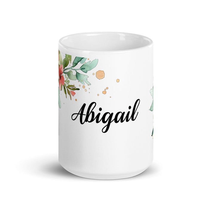 Abigail Exclusive Name Art Piece Home Office Work Coffee Mug Mexican Spanish Pride Gift Cup One-Of-A-Kind Calligraphy White Glossy Mug | A22 Mexicada