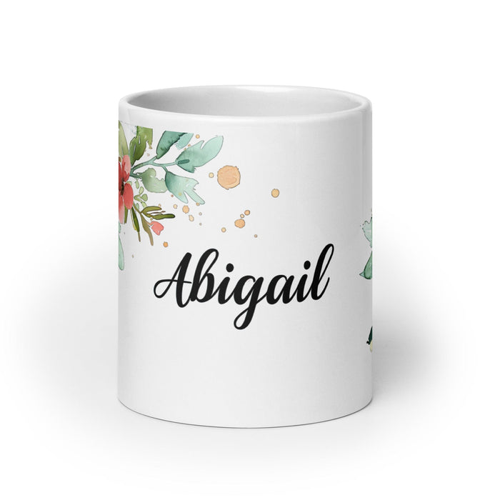 Abigail Exclusive Name Art Piece Home Office Work Coffee Mug Mexican Spanish Pride Gift Cup One-Of-A-Kind Calligraphy White Glossy Mug | A22 Mexicada