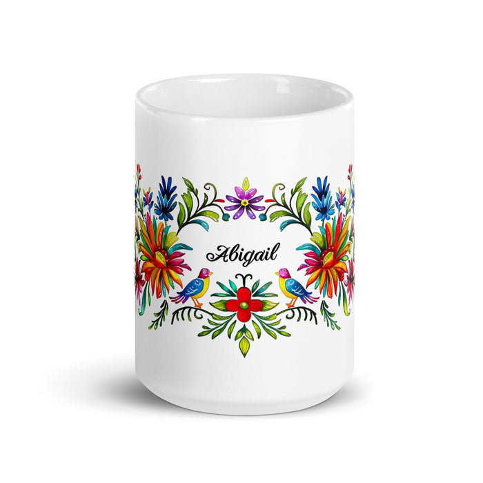 Abigail Exclusive Name Art Piece Home Office Work Coffee Mug Mexican Spanish Pride Gift Cup One - Of - A - Kind Calligraphy White Glossy Mug | A24 - Mexicada