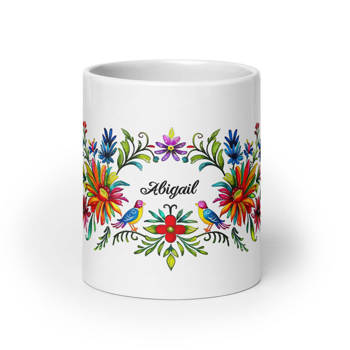 Abigail Exclusive Name Art Piece Home Office Work Coffee Mug Mexican Spanish Pride Gift Cup One - Of - A - Kind Calligraphy White Glossy Mug | A24 - Mexicada