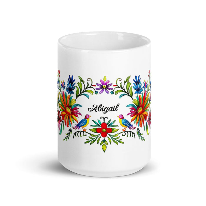 Abigail Exclusive Name Art Piece Home Office Work Coffee Mug Mexican Spanish Pride Gift Cup One-Of-A-Kind Calligraphy White Glossy Mug | A24 Mexicada