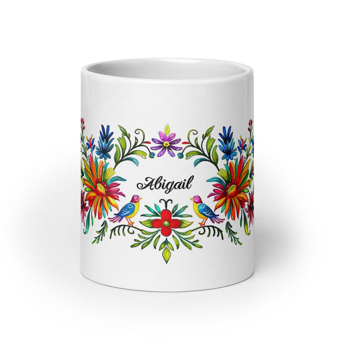 Abigail Exclusive Name Art Piece Home Office Work Coffee Mug Mexican Spanish Pride Gift Cup One-Of-A-Kind Calligraphy White Glossy Mug | A24 Mexicada