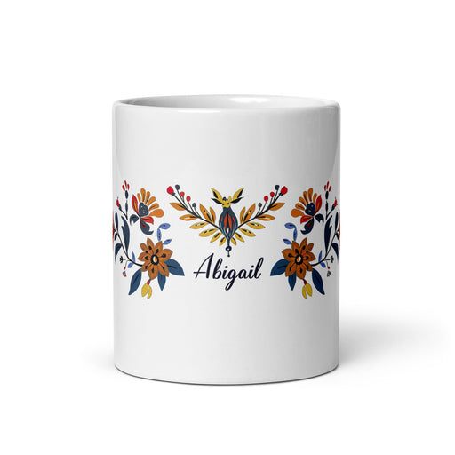 Abigail Exclusive Name Art Piece Home Office Work Coffee Mug Mexican Spanish Pride Gift Cup One - Of - A - Kind Calligraphy White Glossy Mug | A26 - Mexicada