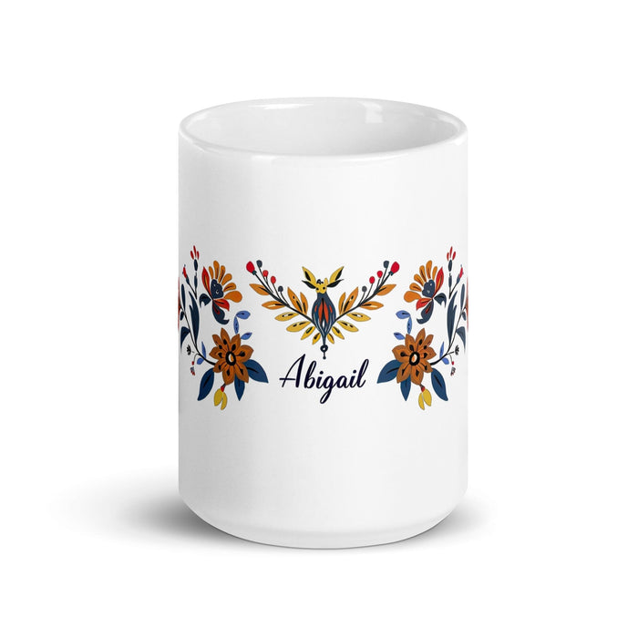 Abigail Exclusive Name Art Piece Home Office Work Coffee Mug Mexican Spanish Pride Gift Cup One-Of-A-Kind Calligraphy White Glossy Mug | A26 Mexicada