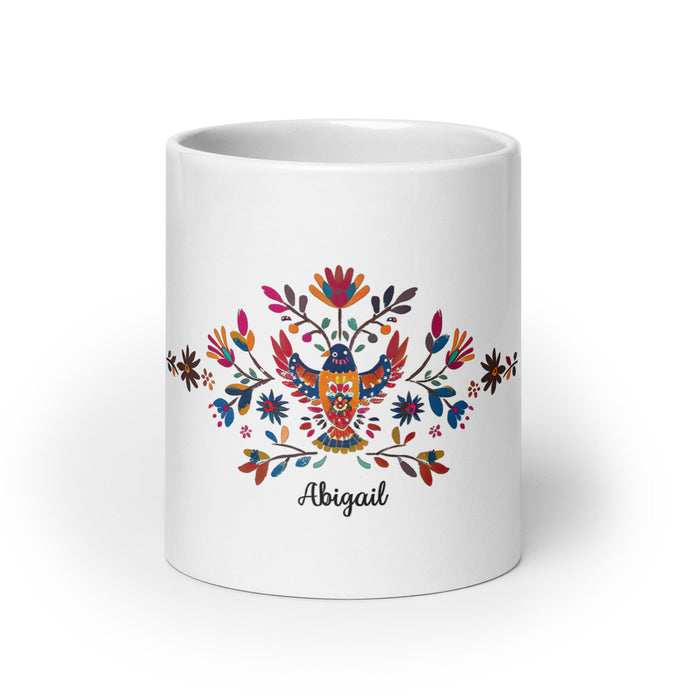 Abigail Exclusive Name Art Piece Home Office Work Coffee Mug Mexican Spanish Pride Gift Cup One - Of - A - Kind Calligraphy White Glossy Mug | A27 - Mexicada