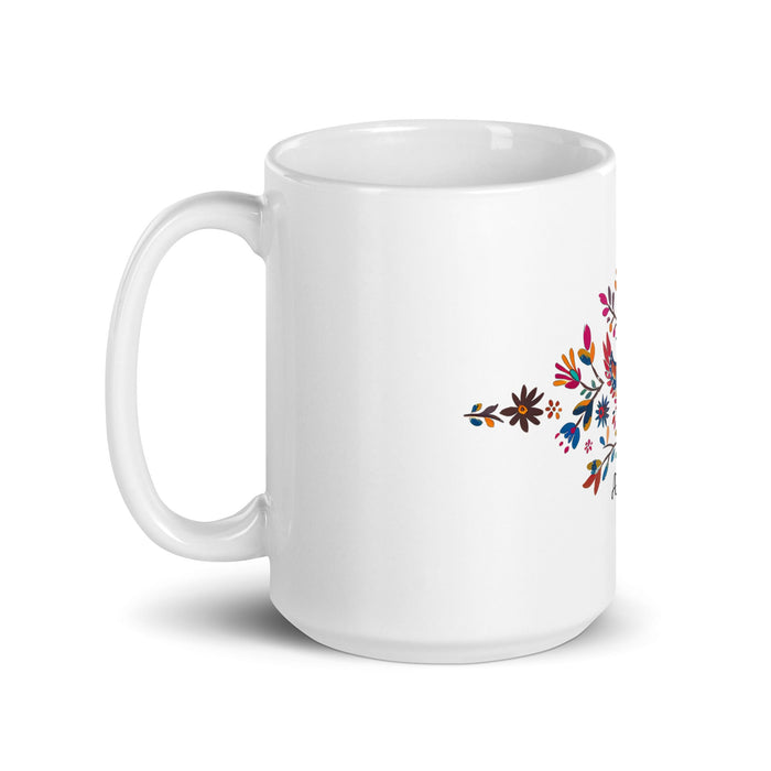 Abigail Exclusive Name Art Piece Home Office Work Coffee Mug Mexican Spanish Pride Gift Cup One - Of - A - Kind Calligraphy White Glossy Mug | A27 - Mexicada