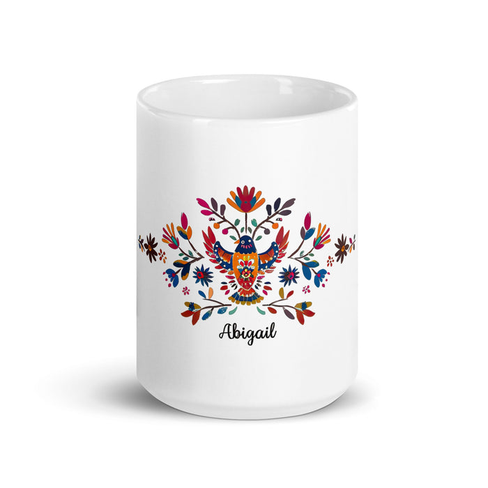 Abigail Exclusive Name Art Piece Home Office Work Coffee Mug Mexican Spanish Pride Gift Cup One - Of - A - Kind Calligraphy White Glossy Mug | A27 - Mexicada