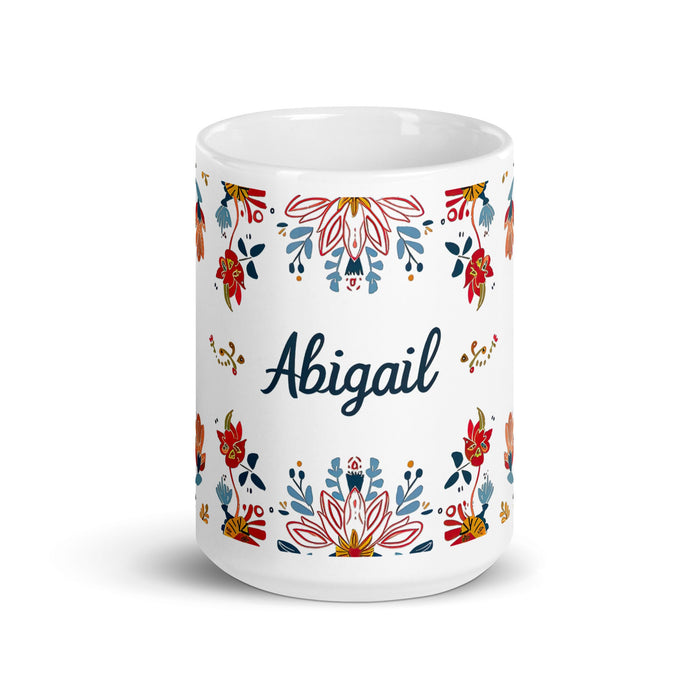 Abigail Exclusive Name Art Piece Home Office Work Coffee Mug Mexican Spanish Pride Gift Cup One - Of - A - Kind Calligraphy White Glossy Mug | A28 - Mexicada