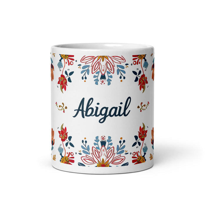 Abigail Exclusive Name Art Piece Home Office Work Coffee Mug Mexican Spanish Pride Gift Cup One - Of - A - Kind Calligraphy White Glossy Mug | A28 - Mexicada