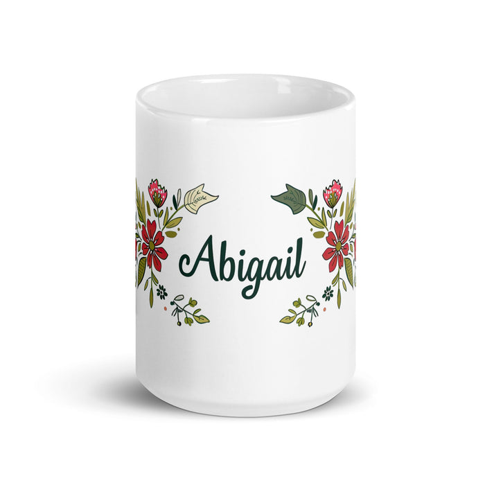 Abigail Exclusive Name Art Piece Home Office Work Coffee Mug Mexican Spanish Pride Gift Cup One - Of - A - Kind Calligraphy White Glossy Mug | A29 - Mexicada