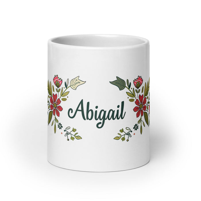 Abigail Exclusive Name Art Piece Home Office Work Coffee Mug Mexican Spanish Pride Gift Cup One - Of - A - Kind Calligraphy White Glossy Mug | A29 - Mexicada