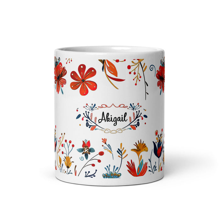 Abigail Exclusive Name Art Piece Home Office Work Coffee Mug Mexican Spanish Pride Gift Cup One - Of - A - Kind Calligraphy White Glossy Mug | A3 - Mexicada