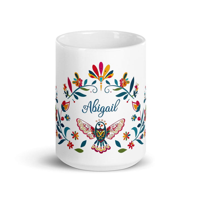 Abigail Exclusive Name Art Piece Home Office Work Coffee Mug Mexican Spanish Pride Gift Cup One - Of - A - Kind Calligraphy White Glossy Mug | A30 - Mexicada