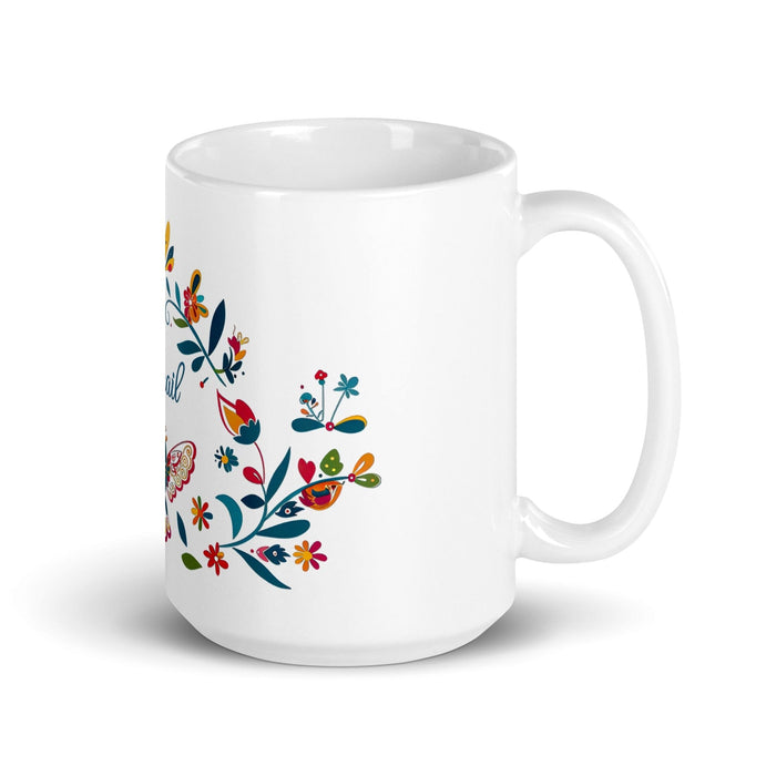 Abigail Exclusive Name Art Piece Home Office Work Coffee Mug Mexican Spanish Pride Gift Cup One - Of - A - Kind Calligraphy White Glossy Mug | A30 - Mexicada