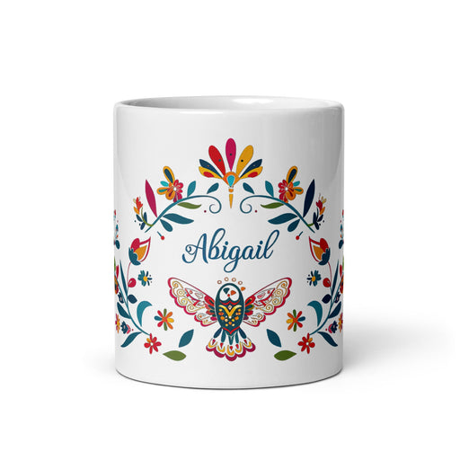 Abigail Exclusive Name Art Piece Home Office Work Coffee Mug Mexican Spanish Pride Gift Cup One - Of - A - Kind Calligraphy White Glossy Mug | A30 - Mexicada