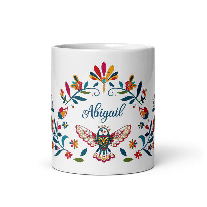 Abigail Exclusive Name Art Piece Home Office Work Coffee Mug Mexican Spanish Pride Gift Cup One - Of - A - Kind Calligraphy White Glossy Mug | A30 - Mexicada