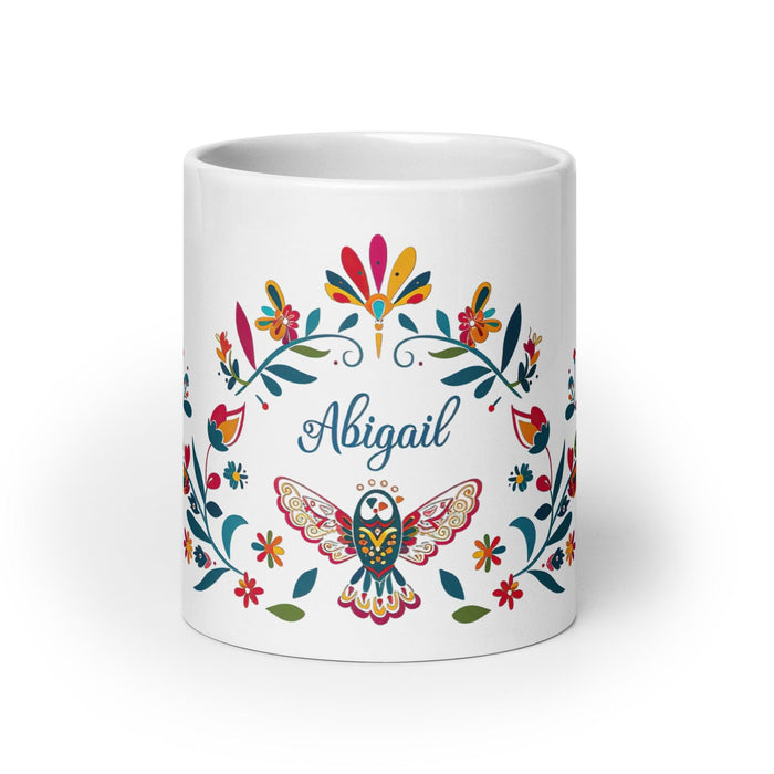 Abigail Exclusive Name Art Piece Home Office Work Coffee Mug Mexican Spanish Pride Gift Cup One-Of-A-Kind Calligraphy White Glossy Mug | A30 Mexicada