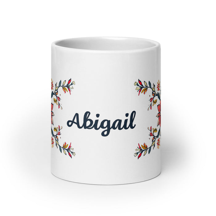 Abigail Exclusive Name Art Piece Home Office Work Coffee Mug Mexican Spanish Pride Gift Cup One - Of - A - Kind Calligraphy White Glossy Mug | A31 - Mexicada