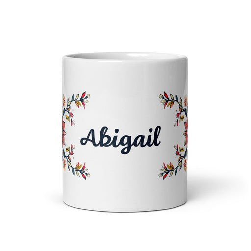 Abigail Exclusive Name Art Piece Home Office Work Coffee Mug Mexican Spanish Pride Gift Cup One - Of - A - Kind Calligraphy White Glossy Mug | A31 - Mexicada