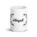 Abigail Exclusive Name Art Piece Home Office Work Coffee Mug Mexican Spanish Pride Gift Cup One - Of - A - Kind Calligraphy White Glossy Mug | A31 - Mexicada