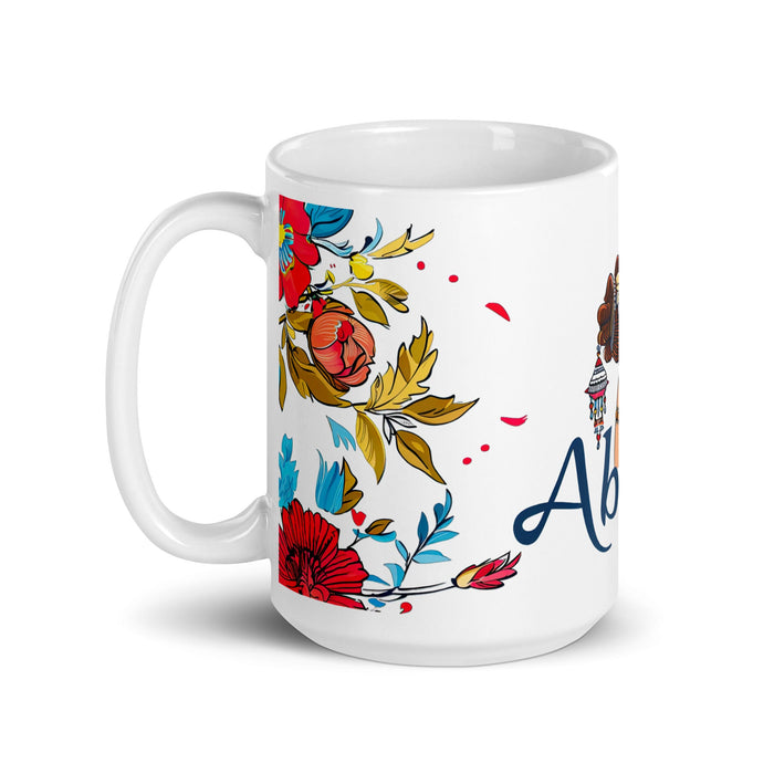 Abigail Exclusive Name Art Piece Home Office Work Coffee Mug Mexican Spanish Pride Gift Cup One - Of - A - Kind Calligraphy White Glossy Mug | A32 - Mexicada