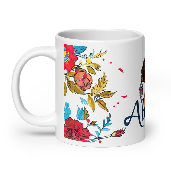 Abigail Exclusive Name Art Piece Home Office Work Coffee Mug Mexican Spanish Pride Gift Cup One - Of - A - Kind Calligraphy White Glossy Mug | A32 - Mexicada