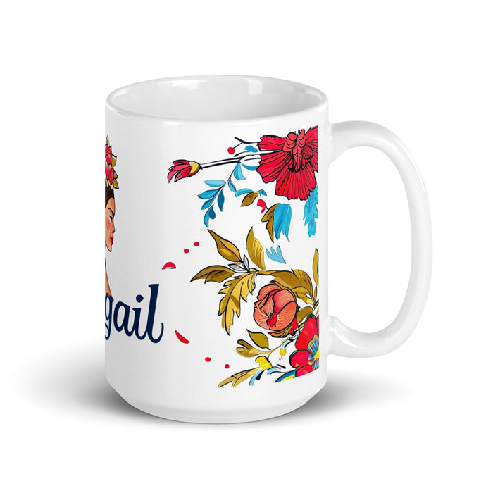 Abigail Exclusive Name Art Piece Home Office Work Coffee Mug Mexican Spanish Pride Gift Cup One-Of-A-Kind Calligraphy White Glossy Mug | A32 Mexicada 15 oz