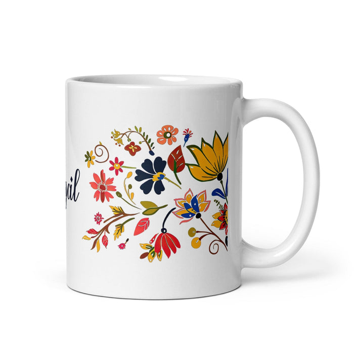 Abigail Exclusive Name Art Piece Home Office Work Coffee Mug Mexican Spanish Pride Gift Cup One-Of-A-Kind Calligraphy White Glossy Mug | A4 Mexicada 11 oz